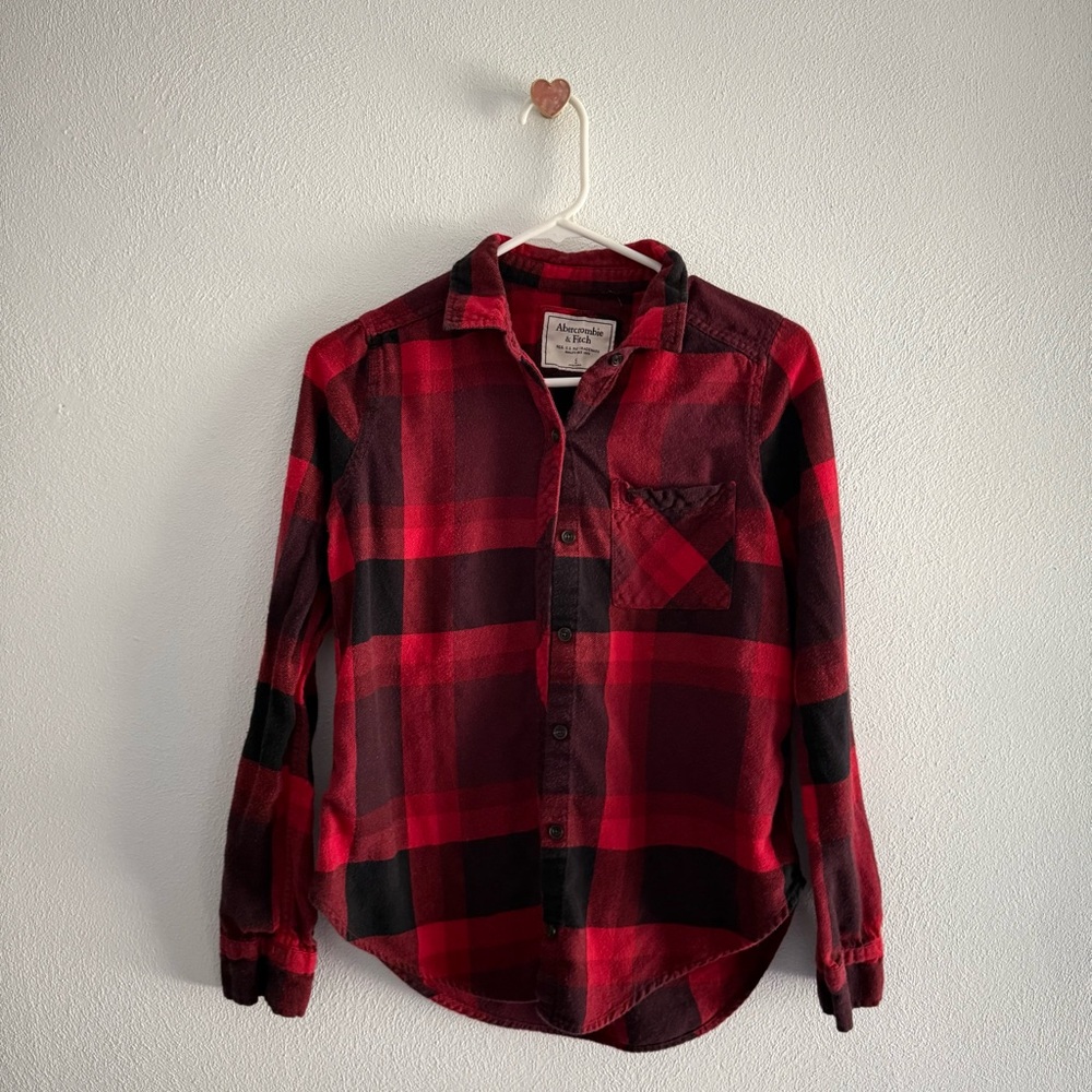 Abercrombie & Fitch Red and Black Plaid Button Down Shirt